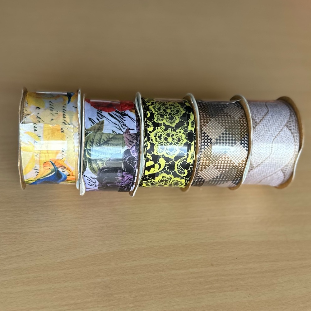 Decorative Ribbon Set - Multicolor 1.5” Ribbon Bundle for Arts and Crafts